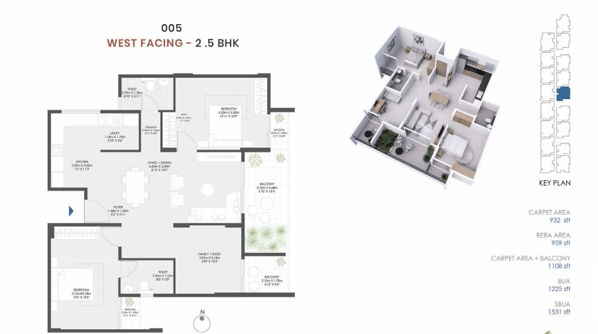 Engrace by Modern Spaces 2.5 BHK floor plan